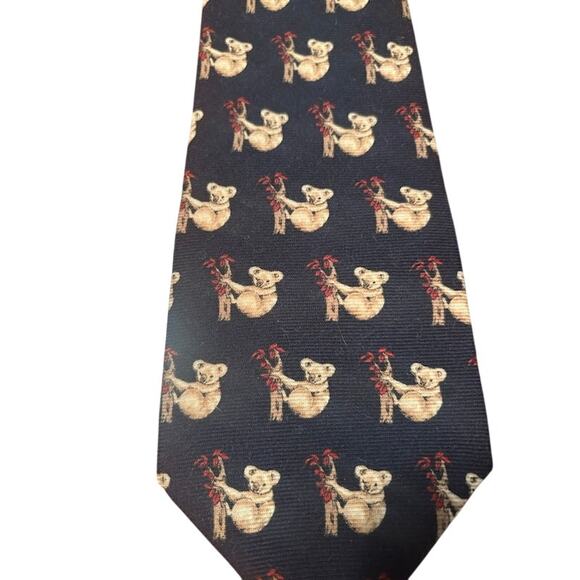 Two Australian themed ties koala kangaroo navy blue red brown animal necktie - Picture 3 of 5